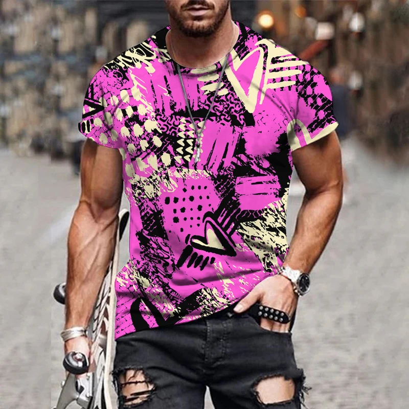 

New Music rock graffiti print men's short sleeve round neck T-shirt Fashion plus Street trend Tshirt Men top tee Size 6XL