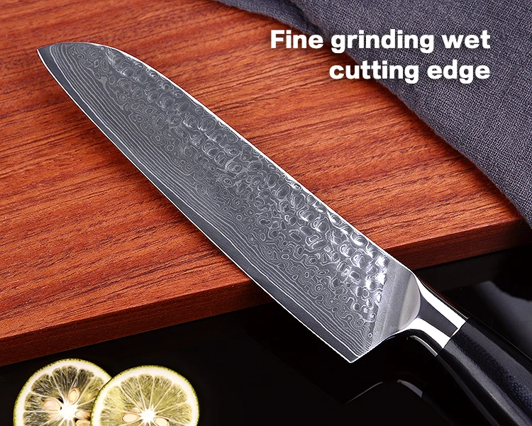 Кухонный нож Santoku Дамасские стальные ножи повара 6 дюймов Hammared узор VG10 пустая головка для стержня острый резак нож для нарезки мяса инструменты
