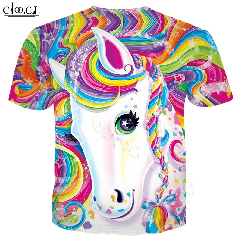 Цветная футболка с единорогом для мужчин и женщин 3D принтом мультяшных животных