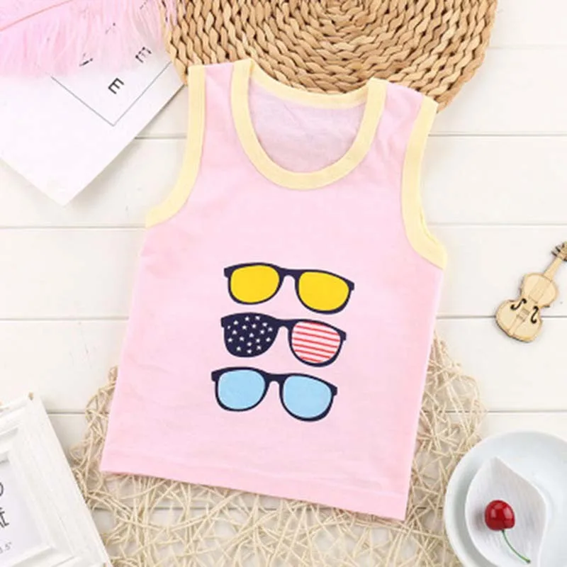 2019 Summer Explosion Children Clothes Sleeveless Vest Cotton Cartoon Kawaii Kids Tops Cool for Free Shipping |