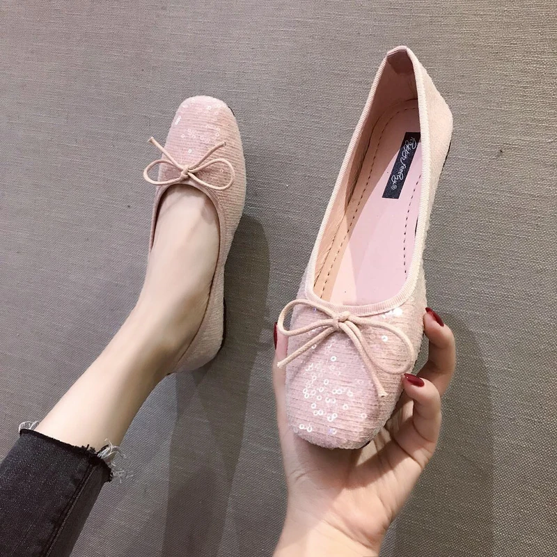 Модные туфли на плоской подошве Женские Повседневные Дышащие с милым бантом