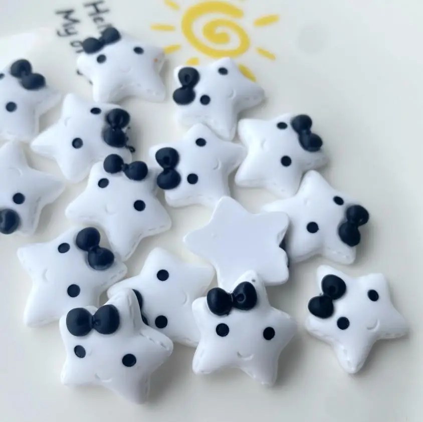 cute stars heart smile cookies bowknot flatback resin cabochon diy phonecraft decoration accessories hair bows center free global shipping