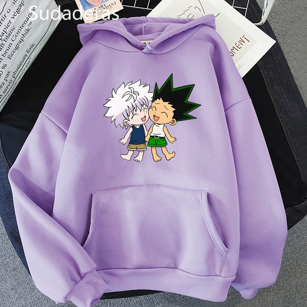 

Japanese Anime Hoodies Female Aesthetic Harajuku Tops Kawaii Killua and Gon Streetwear Women Hunter X Hunter Graphic Sweatshirts