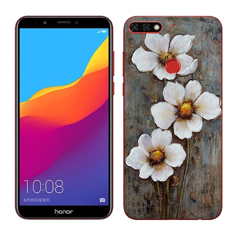 for Huawei Honor 7C Aum-L41 Black Matte Phone Cases Oil Painted Soft Silicone TPU Fitted 5.7&quot Cover | Мобильные телефоны и