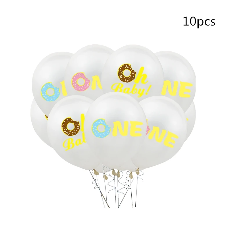 10pcs balloon Пончик тематические праздничные бумажные соломинки 10 шт. чай время пончики десерт для маленьких детей события День Рождения украшения питьевой соломы поставки - Цвет: 10pcs balloon