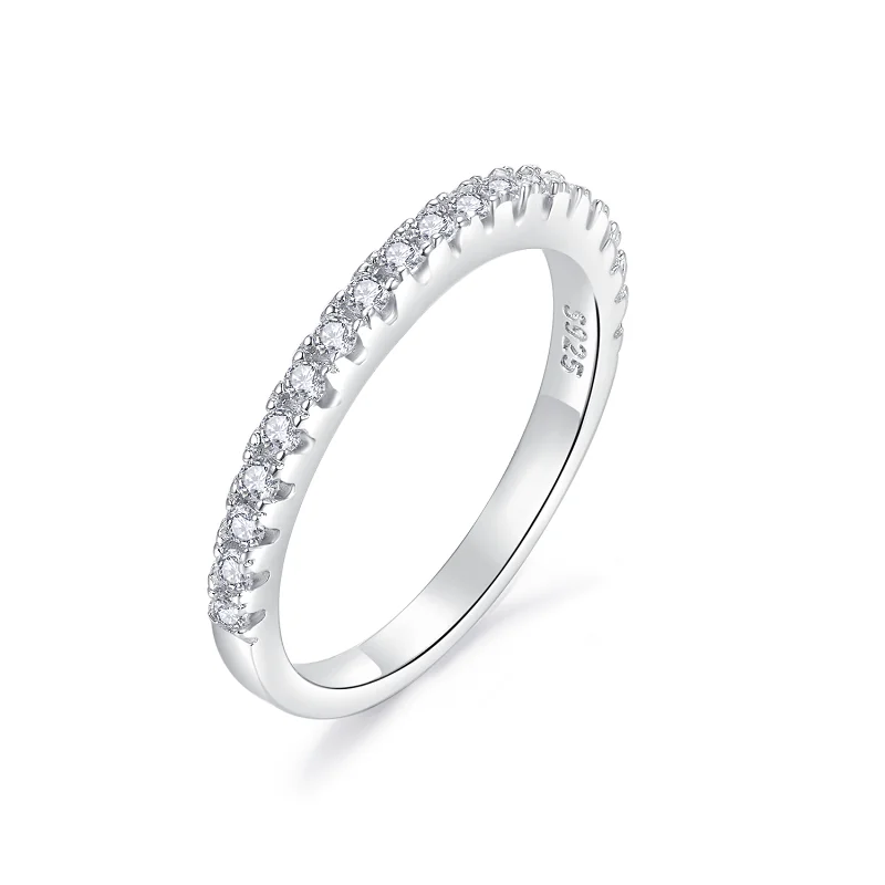 

Luxury 925 Sterling Silver Eternity Engagement Ring Moissanite Diamonds Wedding Party Band For Women Fine Jewelry Gifts Wholesal