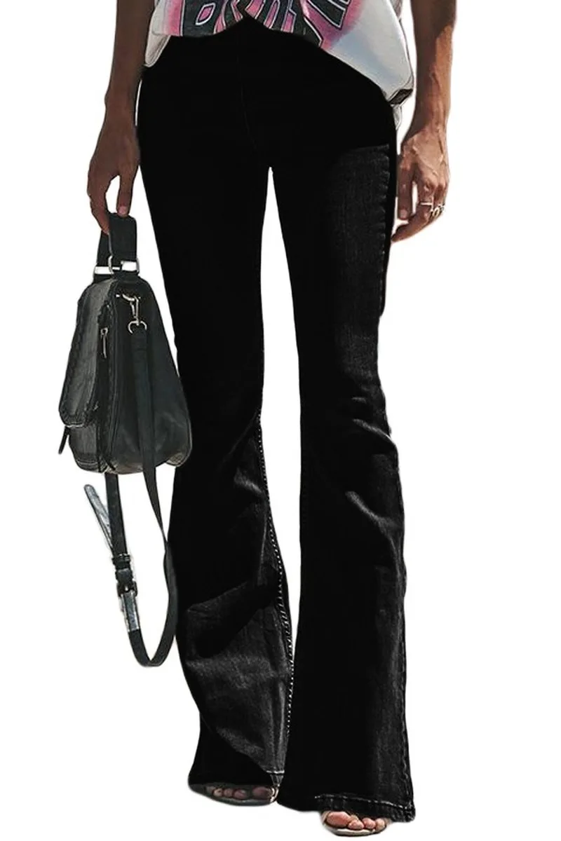 Джинсы женские с высокой талией и широкими штанинами повседневные брюки-клеш