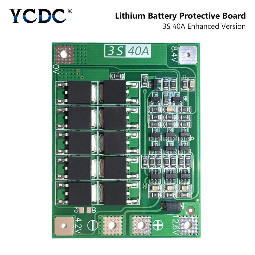Защитная плата PCB BMS зарядного устройства 3S 40A 11 1 В 12 6 в 18650 литиевая батарея