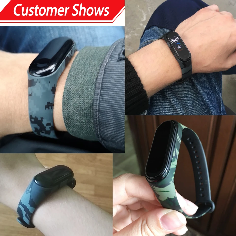 Силиконовый браслет для Xiaomi Mi Band 4 3 ремешок Камуфляжный браслет сменный ремешок для часов Ремешок для Xiaomi Mi band 4 Band 3 NFC ремень