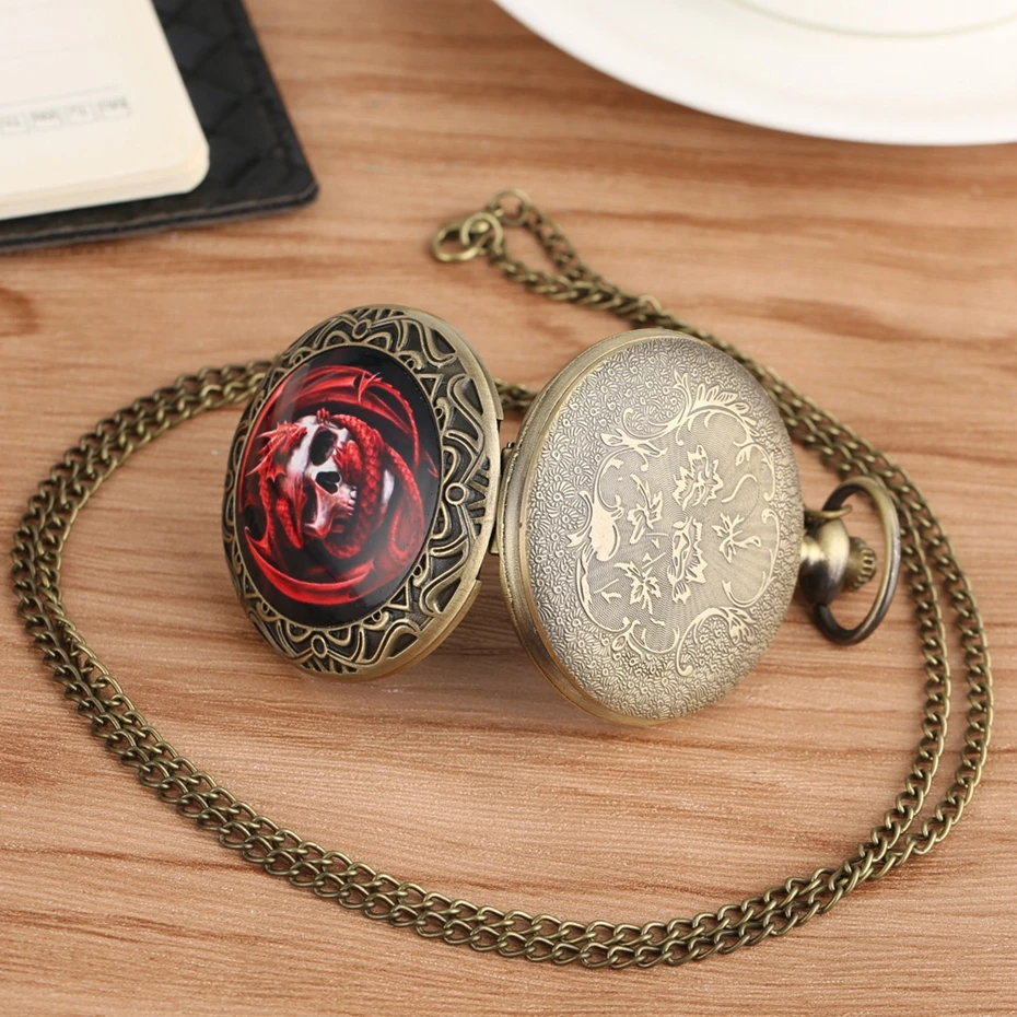 

2020 New Fashion Gothic Biker Skull Jewelry Punk Pendant Cool Watch Chain Necklace Pendant Jewelry Pocket Watch for Men Women
