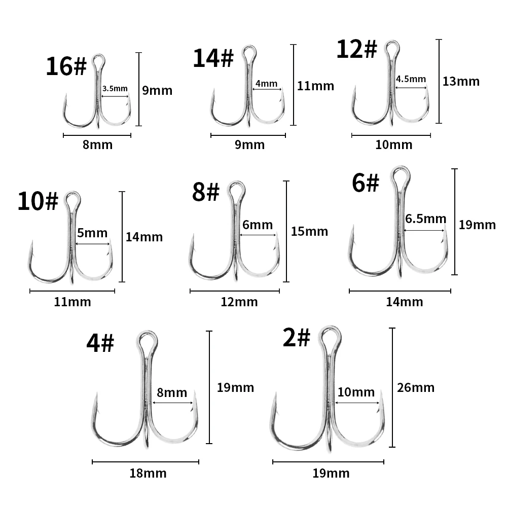 10pcs Fishing Hooks High Steel Carbon Material Treble Black Hook Round Folded Saltwater Bass 2# -16 # Tackle Tools | Спорт и