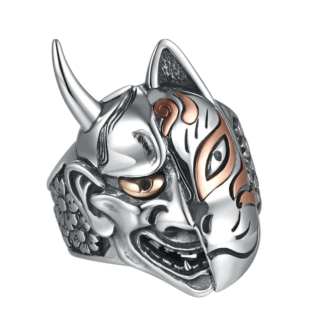EVBEA Hannya Fox японское мифологическое Кольцо Подарочная бижутерия большие регулируемые байкерские кольца с мотоциклом мужские и Мальчики Ювелирные изделия