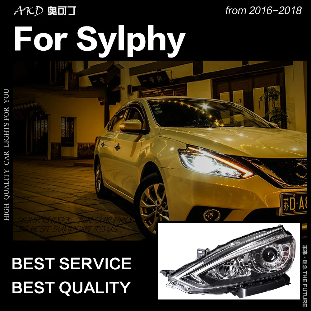 

AKD Car Styling for Nissan Sylphy Sentra LED Headlight 2016-2018 New Design DRL Hid Option Head Lamp Angel Eye Beam Accessories