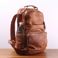 mens backpack leather travel backpack large capacity men schoolbag male laptop bag water dyed vegetable tanned cowhide 2021 new