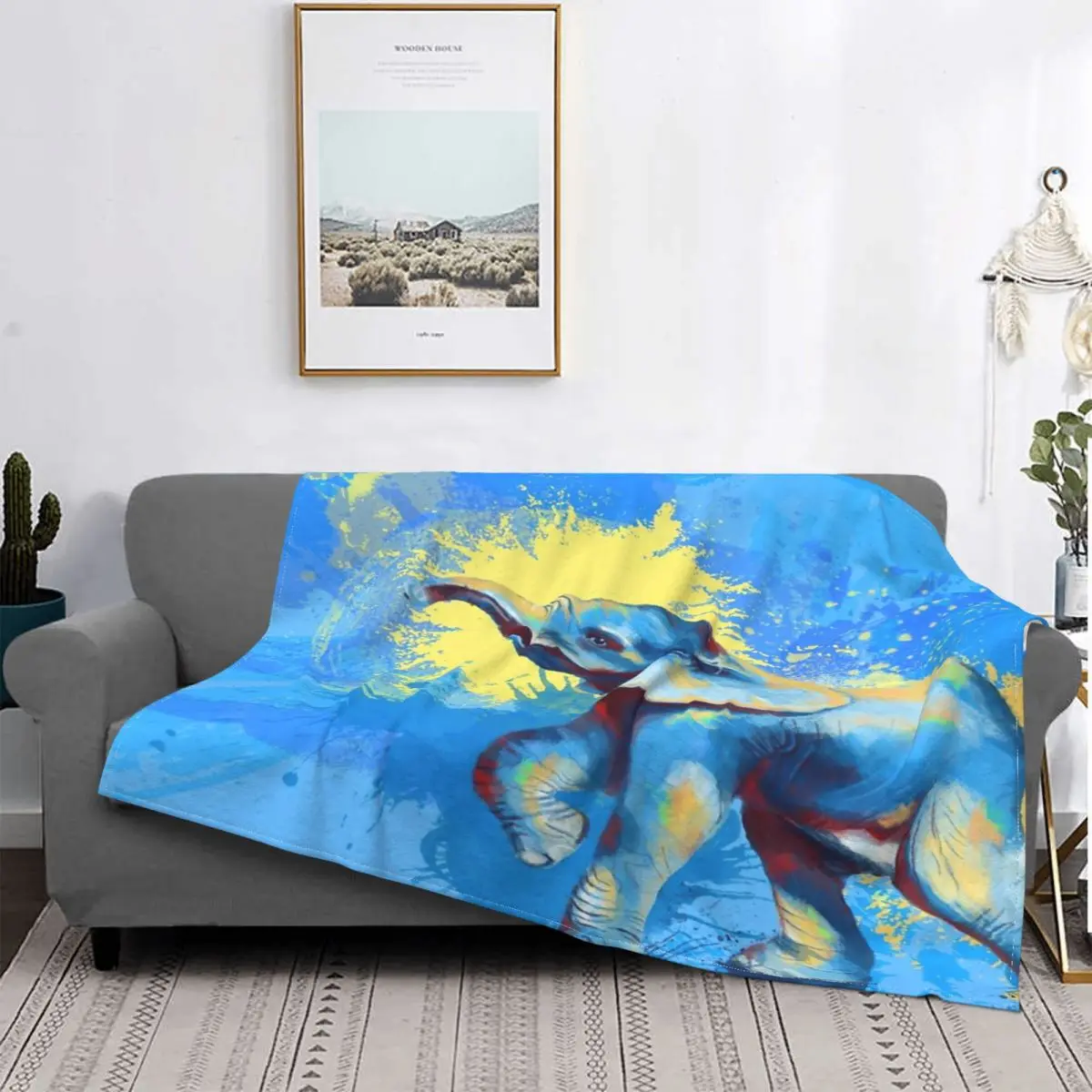 

Manta con ilustración de elefante para bebé, colcha a cuadros para cama, sofá, manta térmica, a cuadros y fundas