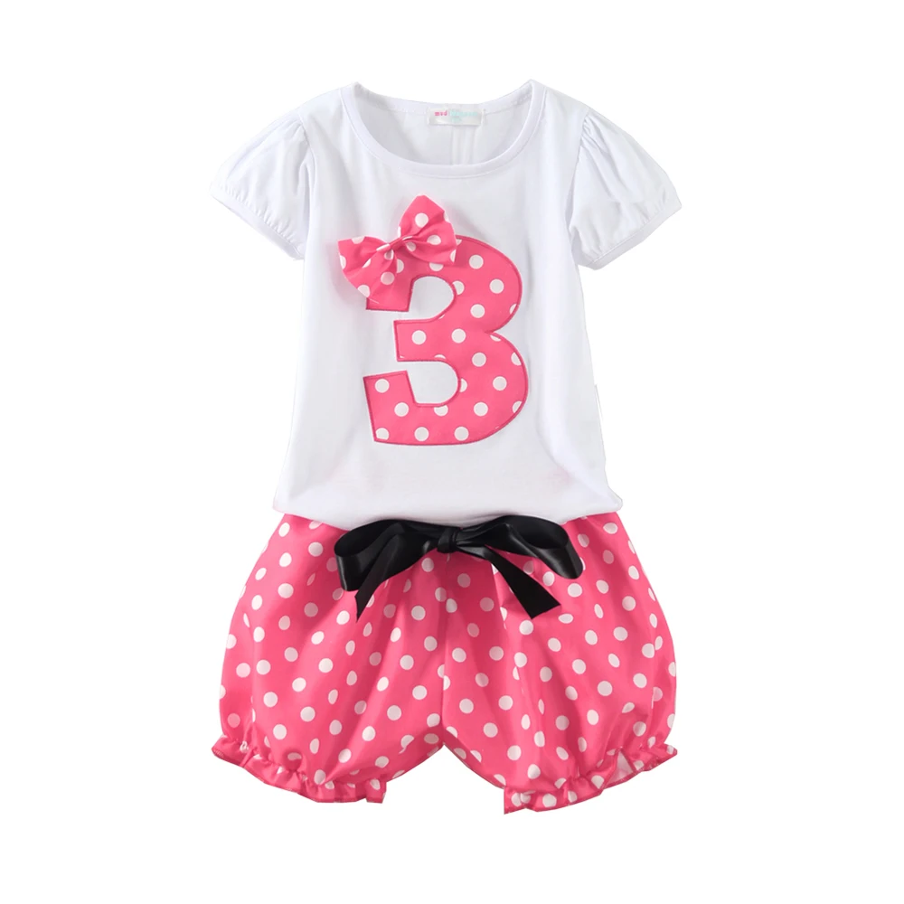 LittleSpring/Одежда для девочек на день рождения Хлопковая летняя одежда в горошек с