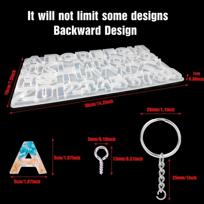 

1 Set DIY Alphabet Letter Number Keychain Pendant Silicone Mould Crafts Jewelry Making Tool Crystal Epoxy Resin Mold