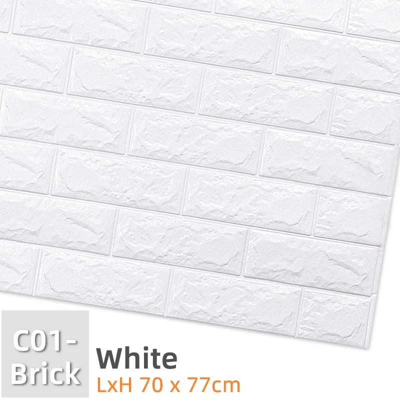 C01-Brick-White Kaguyahime Самоклеящиеся 3D наклейки на стену водонепроницаемые DIY Пена кирпичная настенная бумага ТВ фон Декор мраморная настенная бумага красочный кирпич - Цвет: C01-Brick-White