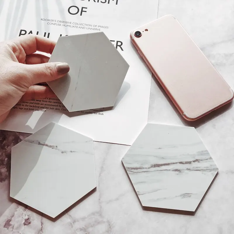 Creative PVC Marble Coaster Drink Coffee Cup Mat Tea Pad Dining Table Placemats Black White Chic Decoration 1PC New | Дом и сад