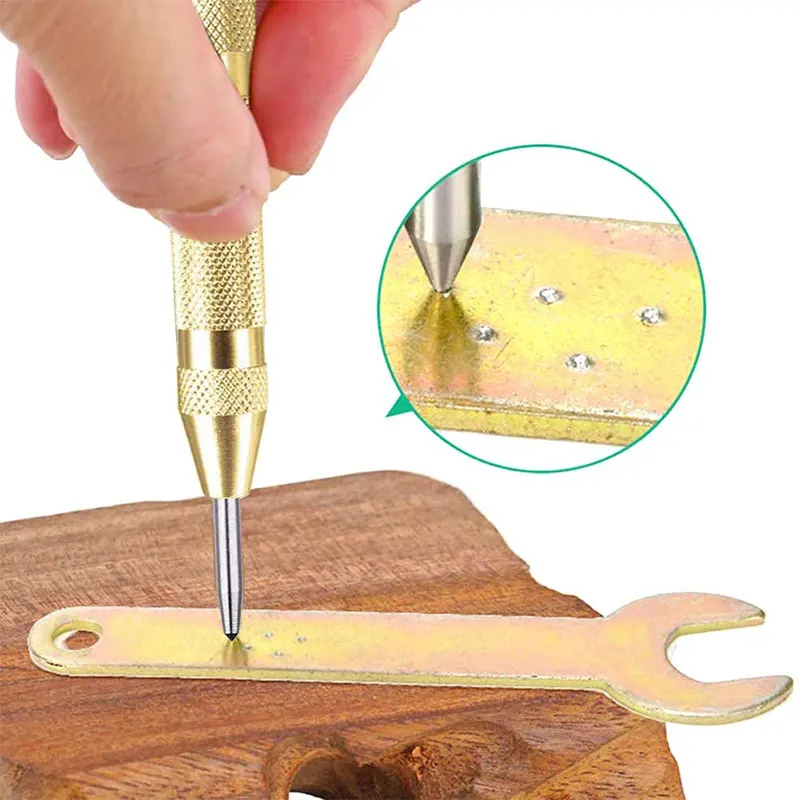 

2 Pack Automatic Drill Center Punch Spring Loaded Crushing Hand Tool with Steel Center Hole Punch Marker Scriber