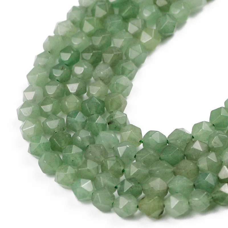 

UPGFNK Natural Stone Faceted Green aventurine Jades 8MM Loose Spacer beads for Jewelry making DIY bracelets necklace Accessories