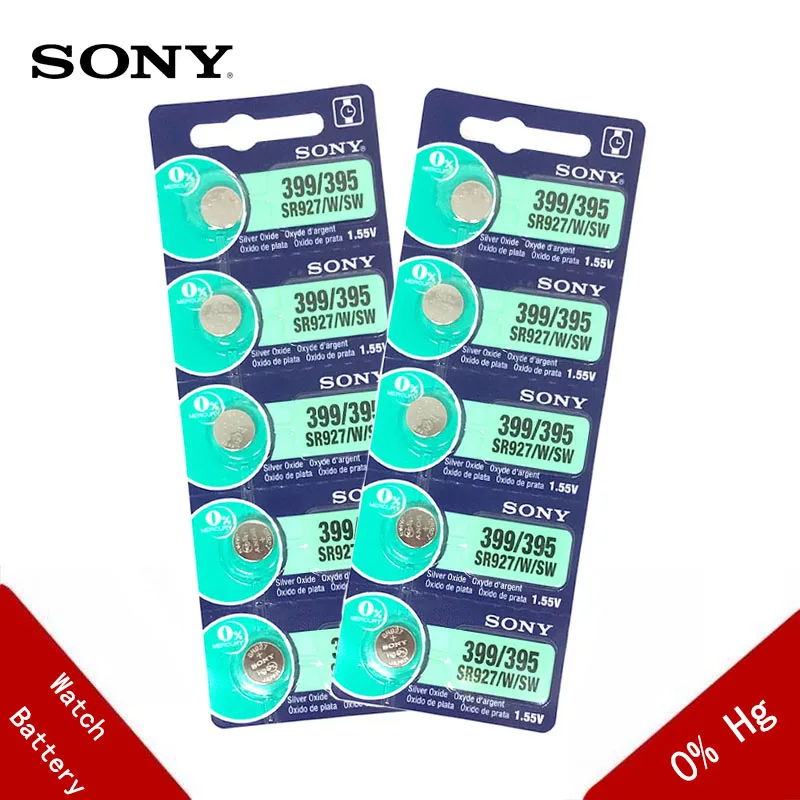 10 шт./лот Sony 100% оригинал 395 SR927SW 399 SR927W AG7 LR927 1 55 в серебряный оксид аккумулятор для