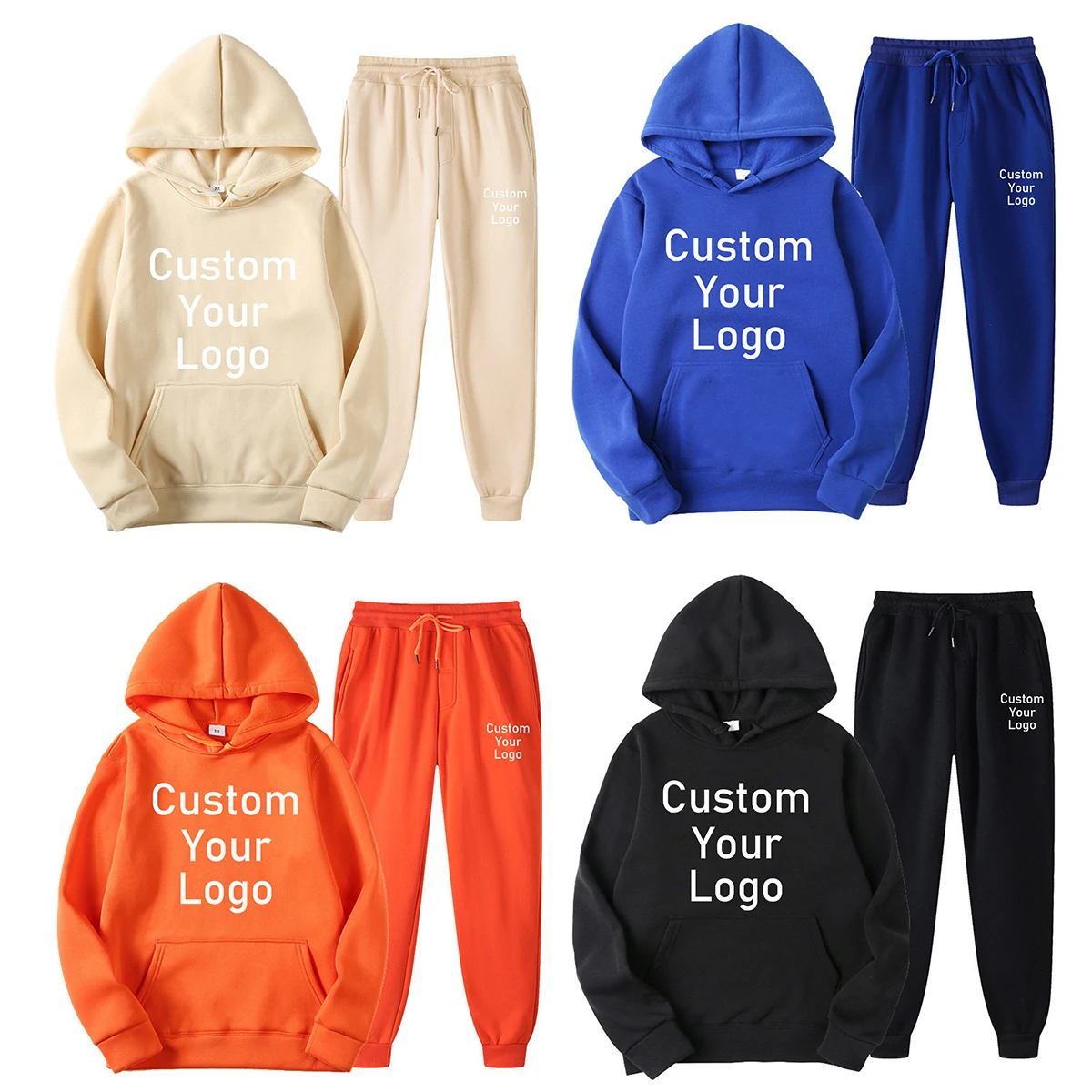 Men Women Tracksuits Make Your Design Logo Text Custom Hoodie Set Original Design Printed Sweatshirt and Sweatpants 2 Pieces Set