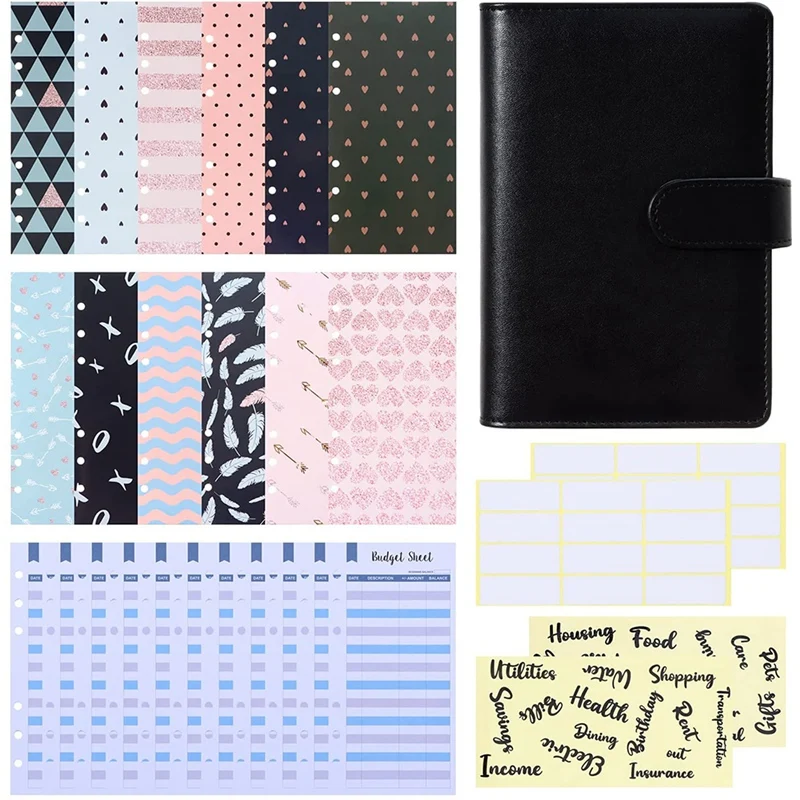 

A6 Budget Binder with Cash Envelopes,for Budgeting, Notebook with Budget Envelope,Budget Sheet,Letter Sticker