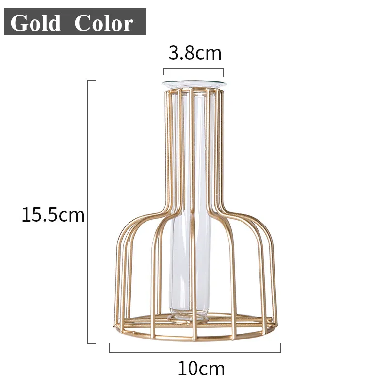 Black Lines Minimalist Abstract Iron Vase Geometric Hydroponic Vase Rack Home Decor Vase Abstract Glass Terrarium Gold Vase