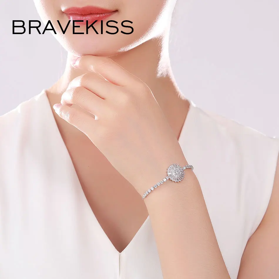 Браслеты Bravekiss UB0210 винтажные круглые с фианитами модные для друзей теннисные