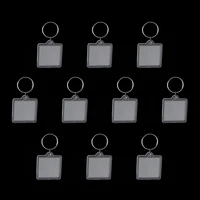 10pieces square shape blank insert photo picture frame split ring keychain