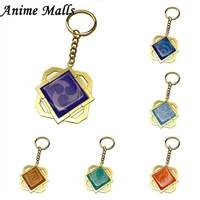 hot anime genshin impact yue harbor keychains metal jewelry cosplay key chain 7 element weapons eye of god accessories key ring