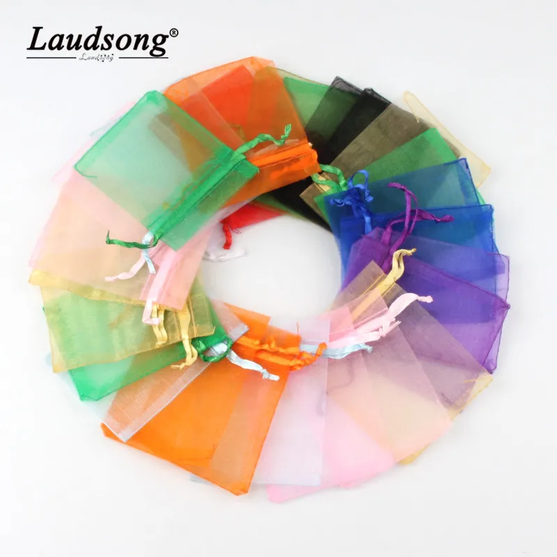 

50PCS 7x9CM Jewelry Storage Bags Display Packaging Can Pull Organza Gift Bags Christmas Wedding Gift Decoration Supplies
