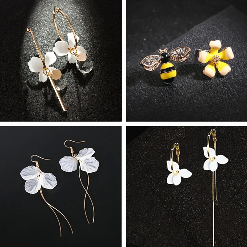 

Korean Retro Asymmetric Butterfly Imitation Pearl Earrings Fashion Round Flower Brincos Long Statement Wings Earrings Jewelry