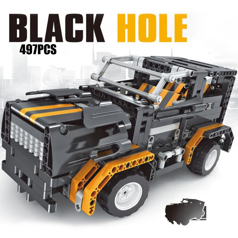Трансформирующийся Автомобиль Diy сборка 497 шт Rc строительные блоки Набор трек