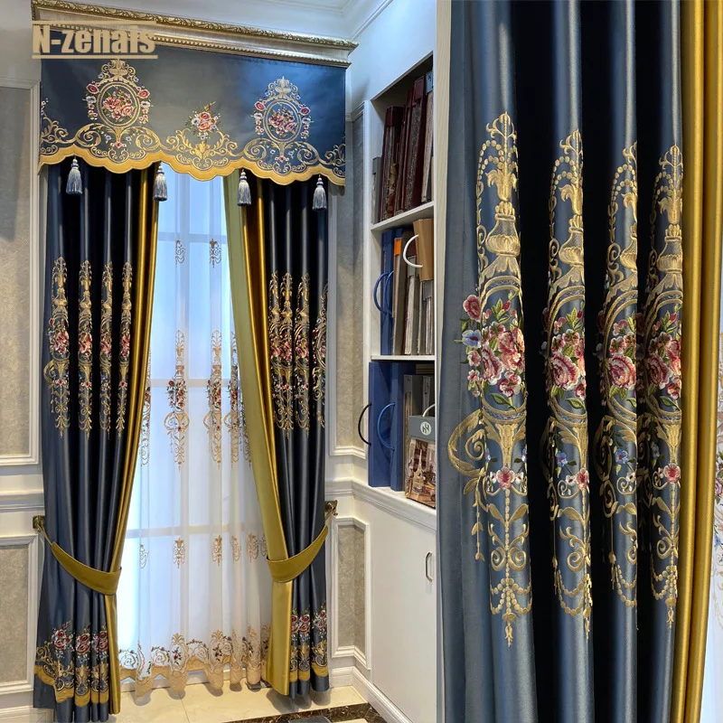 

Factory Direct Sales of High-end Soft Outfit European-style Embroidered Curtain Curtains for Living Dining Room Bedroom