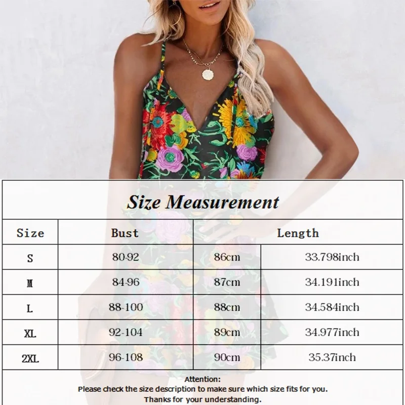 

2021 Woman Dress Vintage Flower Print Boho Style Summer Dress Sexy Deep V Sleeveless Spaghetti Strap Plus Size Mini Sundress
