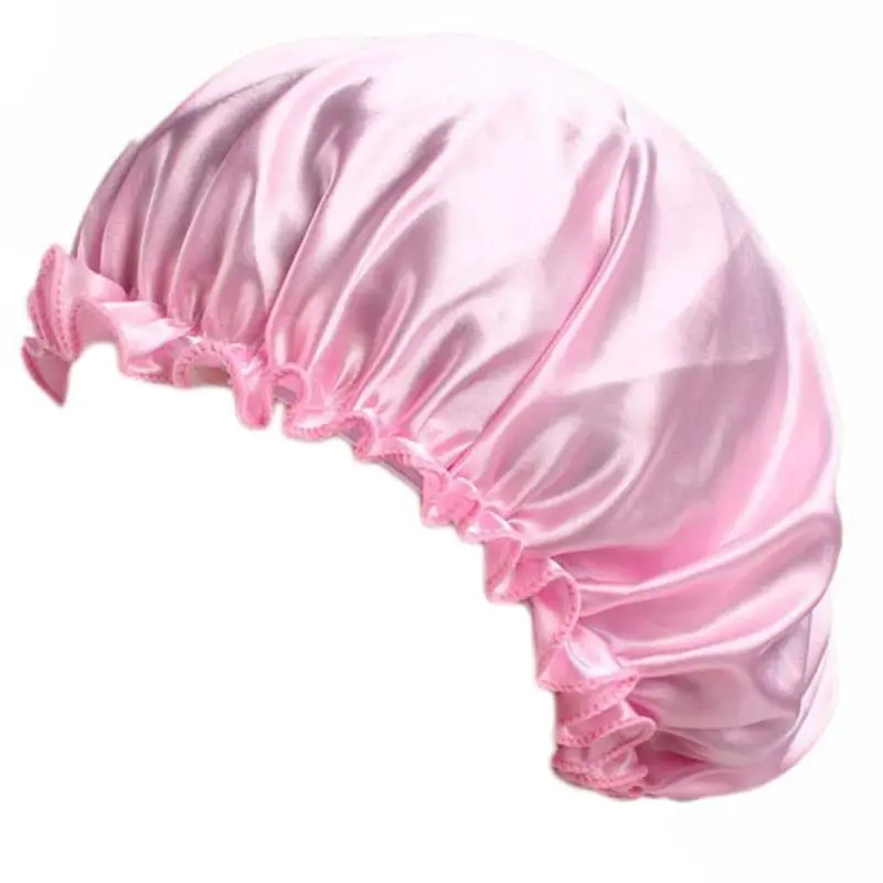 

Women Satin Silky Bonnet Sleep Night Cap Solid Color Ruffle Chemo Hat Head Cover