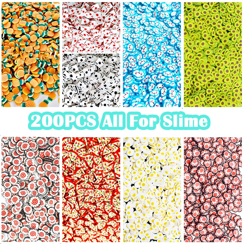 

200Pcs Fruit Slices Slime Additives Soft Slices for Nail Art Beauty Decor Slime Filler Supplies Charms Accessories Toys