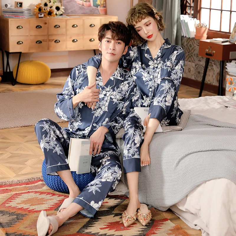 Пижама для сна женский тонкий пижамный комплект шелковая атласная пижама с