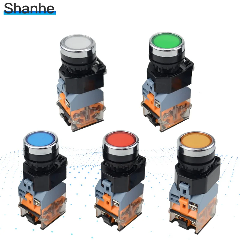 С Светодиодный индикатор светильник 22 мм кнопочный переключатель 12V 24V 220V