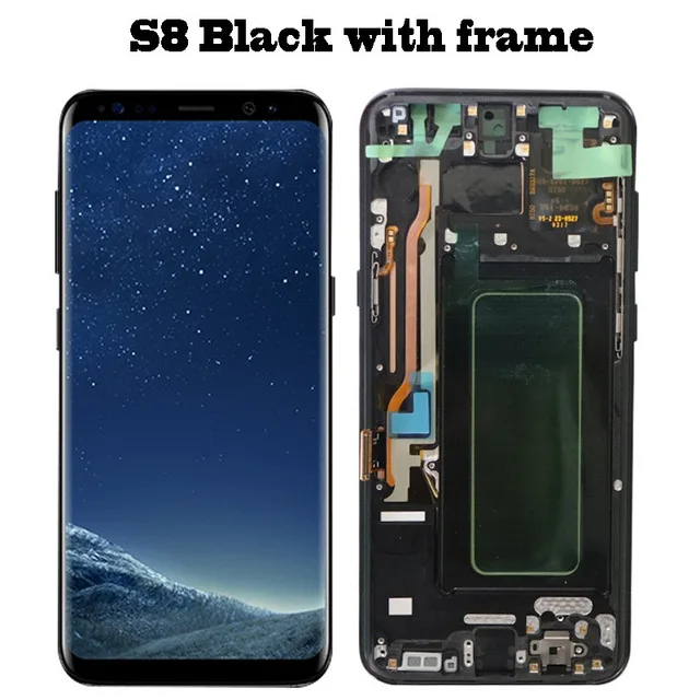 S8 Black with frame S8 S8plus экран дисплея для SAMSUNG Galaxy S8 экран Замена ЖК сенсорный дигитайзер сборка G950F G955 с рамкой - Цвет: S8 Black with frame