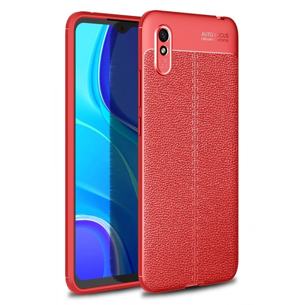 

Phone Case Compatible with Xiaomi Redmi Leather Looking Silicone Red