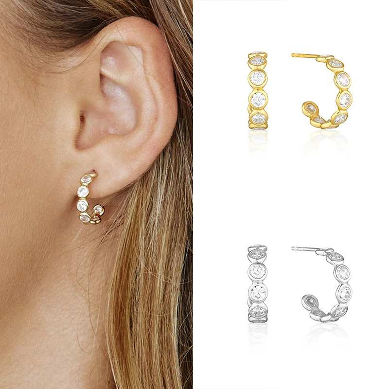 

High-Quality 925 Sterling Silver Ear Needle Stud Earrings Gold Silver color Earrings Fashion Jewelry Birthday Party Earrings