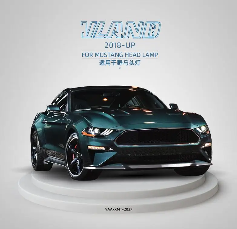 VLAND factory для автомобильных фар для MUSTANG, полный светодиодный фонарь на голову,,,, двухлучевые линзы, светодиодный фонарь дальнего и ближнего света