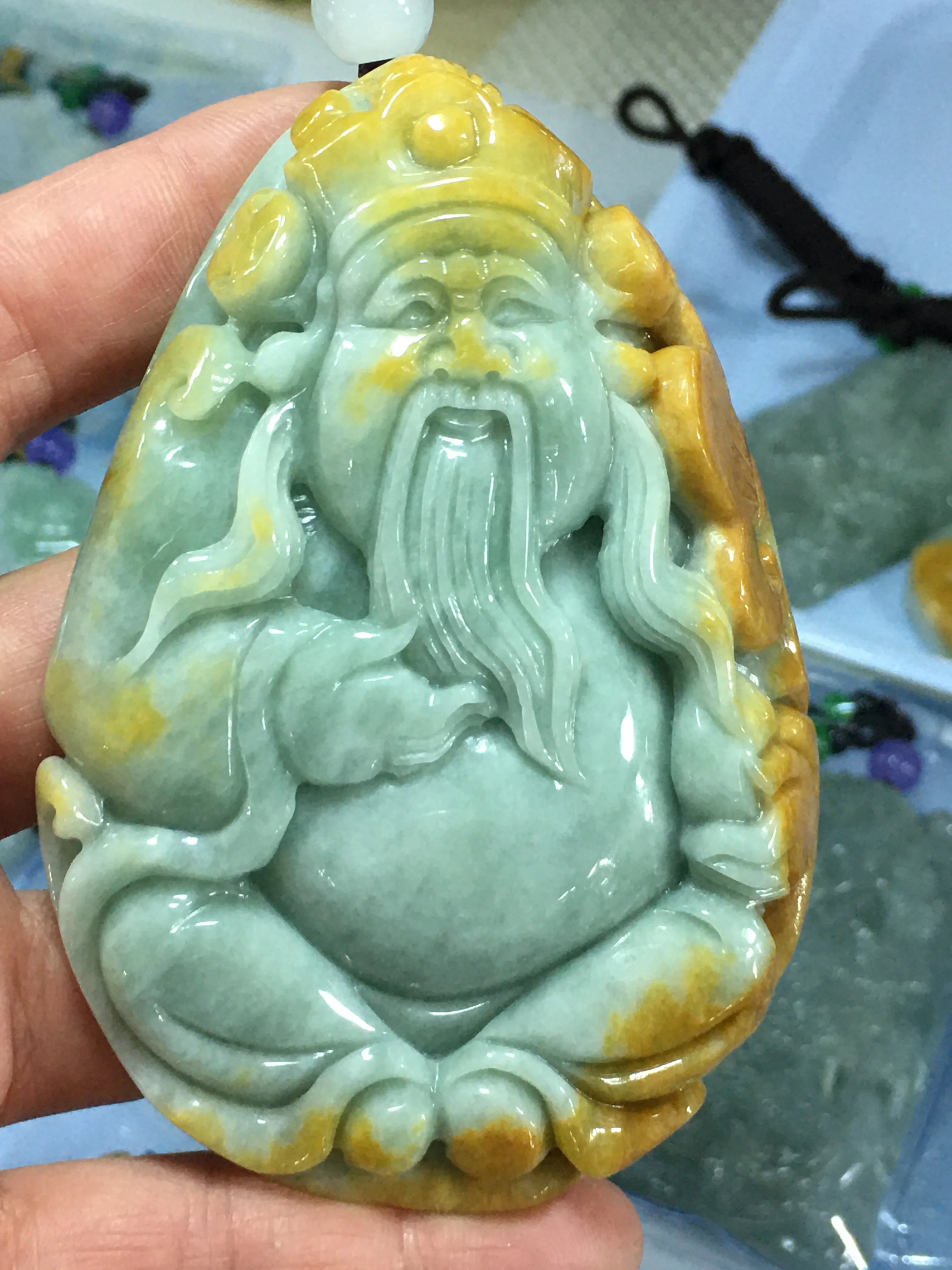 

Natural 7A Myanmar jade Hand-Carved jade Buddha yellow green jade pendant necklace pendants jewelry jade necklaces