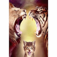 cat art oil painting full square drill 5d diamond painting cartoon animal pattern full round drill home decoration embroidery