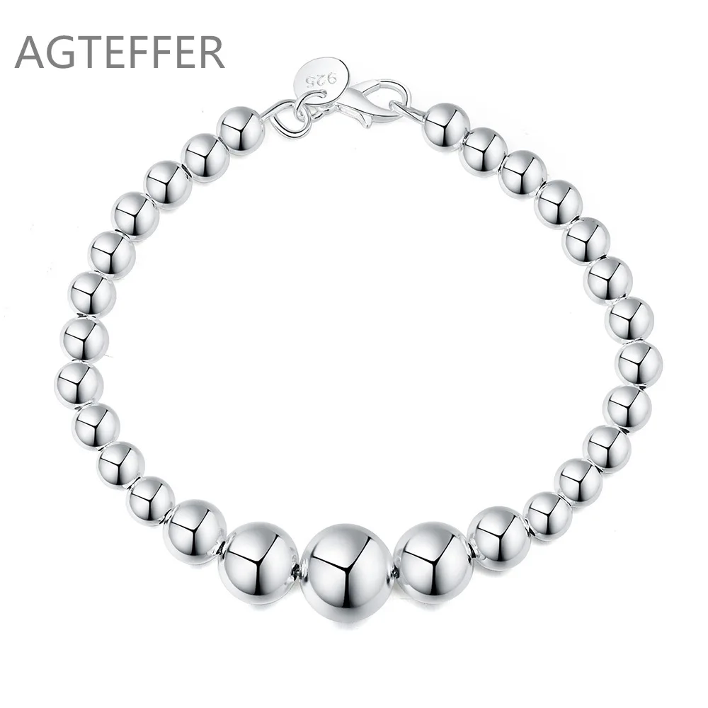 

AGTEFFER 925 Sterling Silver Ball Shape Beads Popcorn Bracelet For Women Wedding Engagement Party Fashion Jewelry