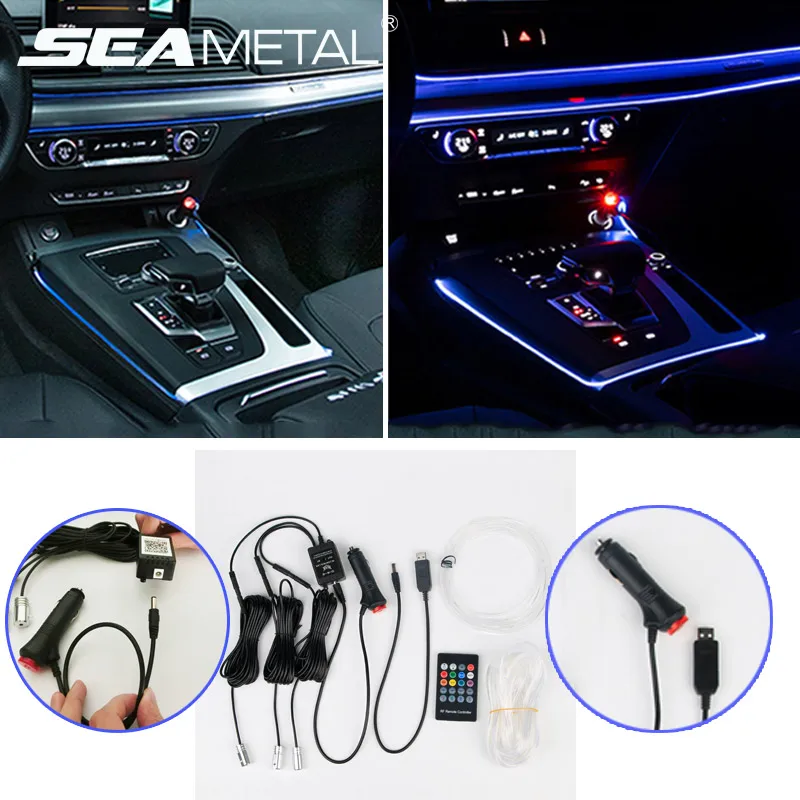 Автомобильная неоновая лента 6 м светильник RGB светодиодный декоративный