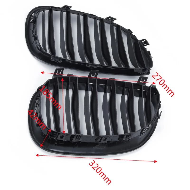 1 пара глянцевый черный Передний почечный гриль двойная планка линия решетка для